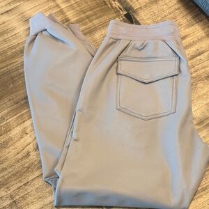 Splendid Light Tan Leather Joggers with Drawstring Waist
